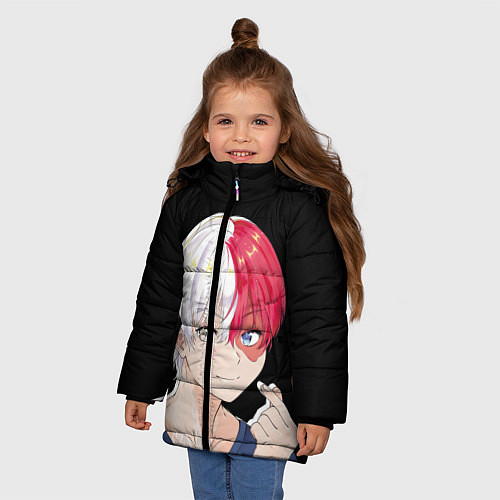 Зимняя куртка для девочки Романтичный Шото Тодороки / 3D-Красный – фото 3