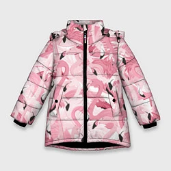 Куртка зимняя для девочки Розовый фламинго, цвет: 3D-черный