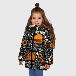 Куртка зимняя для девочки Fast Food, цвет: 3D-черный — фото 2