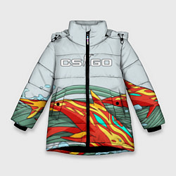 Куртка зимняя для девочки CS:GO Fish, цвет: 3D-черный