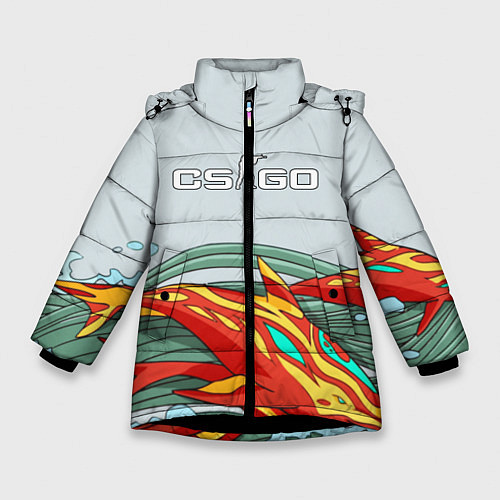 Зимняя куртка для девочки CS:GO Fish / 3D-Черный – фото 1