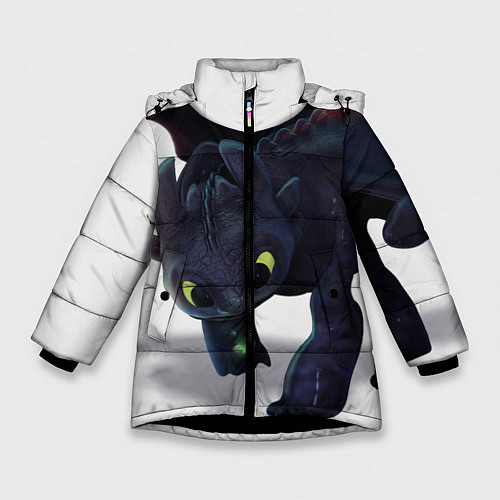 Зимняя куртка для девочки Как приручить дракона / 3D-Черный – фото 1