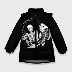 Куртка зимняя для девочки Fishing Skull, цвет: 3D-светло-серый
