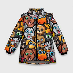 Куртка зимняя для девочки Веселые собаки, цвет: 3D-светло-серый