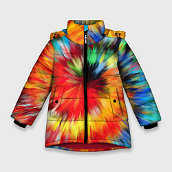 Куртка зимняя для девочки Абстракция разноцветная и яркая, цвет: 3D-красный