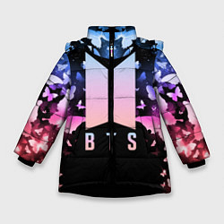 Куртка зимняя для девочки BTS: Black Butterflies, цвет: 3D-черный