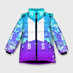 Куртка зимняя для девочки BTS: Violet Butterflies, цвет: 3D-черный