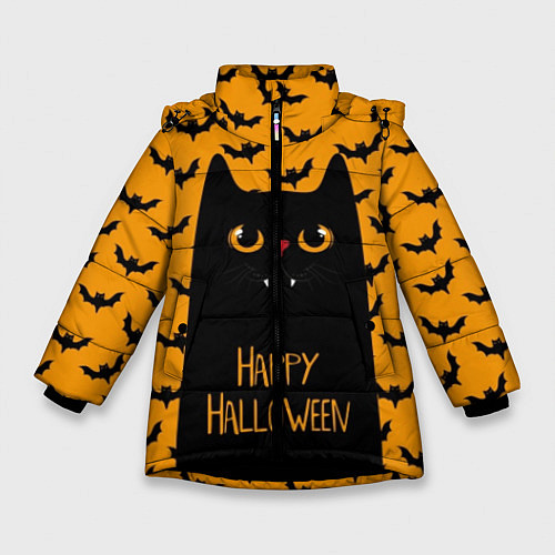 Зимняя куртка для девочки Happy Halloween / 3D-Черный – фото 1