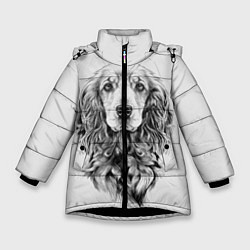 Куртка зимняя для девочки Кокер спаниель, цвет: 3D-черный