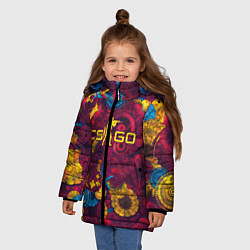 Куртка зимняя для девочки CS GO Абстракция, цвет: 3D-светло-серый — фото 2