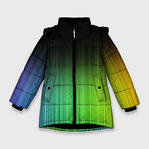 Зимняя куртка для девочки Неоновые полосы - Минимализм / 3D-Черный – фото 1