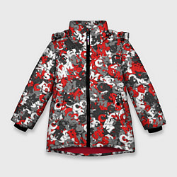 Зимняя куртка для девочки Камуфляж с буквами F C S M
