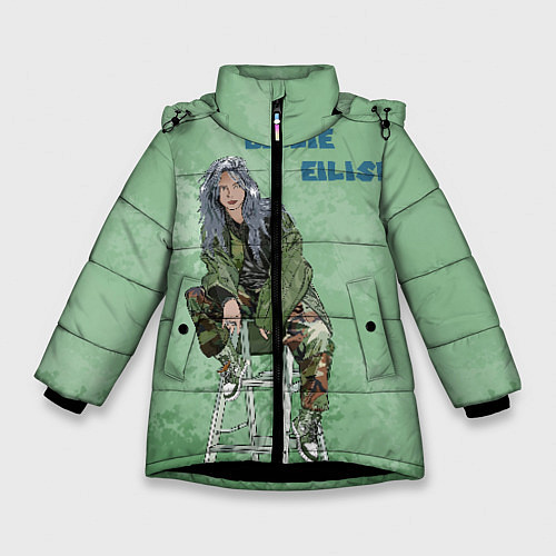 Зимняя куртка для девочки Billie Eilish: Green Motive / 3D-Черный – фото 1