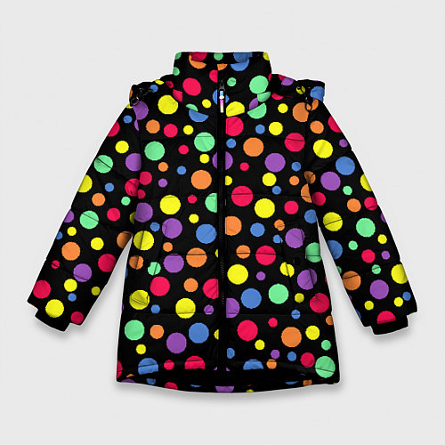 Зимняя куртка для девочки Конфетти паттерн на черном / 3D-Черный – фото 1