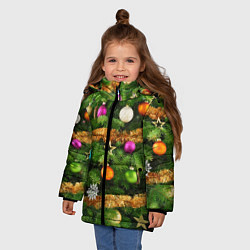 Куртка зимняя для девочки Живая новогодняя ёлка, цвет: 3D-светло-серый — фото 2
