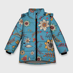 Зимняя куртка для девочки Цветочный рай узор