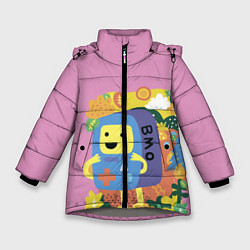 Куртка зимняя для девочки Время приключений BMO, цвет: 3D-светло-серый