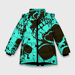 Куртка зимняя для девочки Neon skull, цвет: 3D-черный