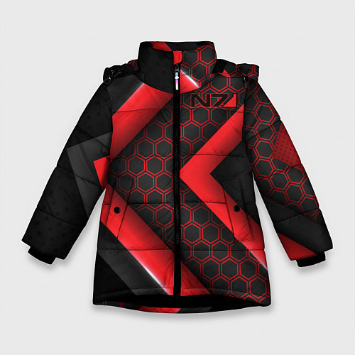 Зимняя куртка для девочки Mass Effect N7 / 3D-Черный – фото 1