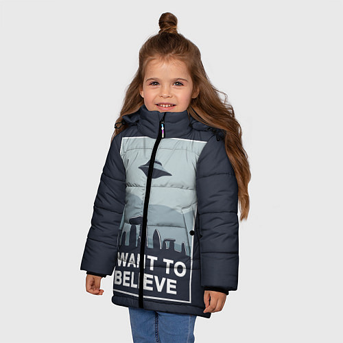 Зимняя куртка для девочки I want to believe / 3D-Светло-серый – фото 3