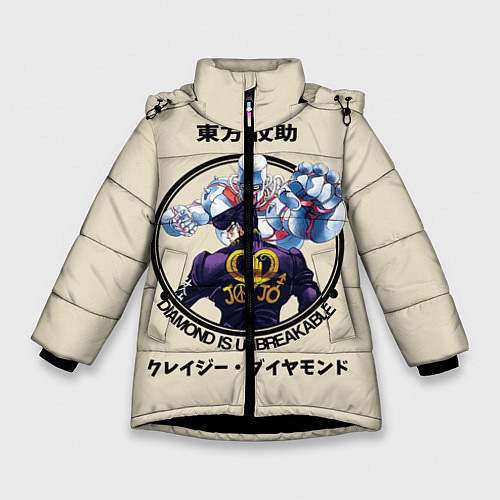 Зимняя куртка для девочки Приключения ДжоДжо / 3D-Черный – фото 1