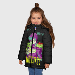 Куртка зимняя для девочки Приключения ДжоДжо Hair?!, цвет: 3D-черный — фото 2