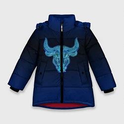 Куртка зимняя для девочки Знаки Зодиака Телец, цвет: 3D-красный