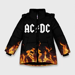 Куртка зимняя для девочки AC DC, цвет: 3D-черный