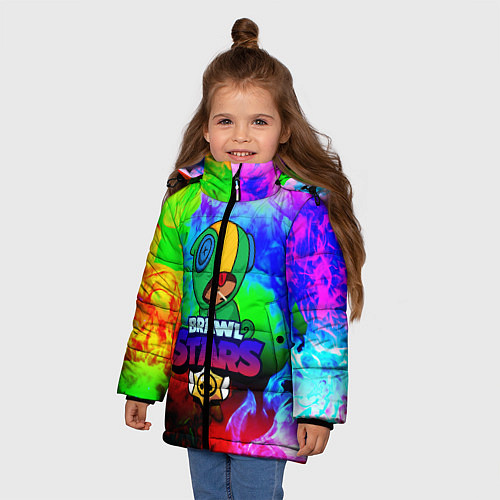 Зимняя куртка для девочки BRAWL STARS LEON / 3D-Светло-серый – фото 3