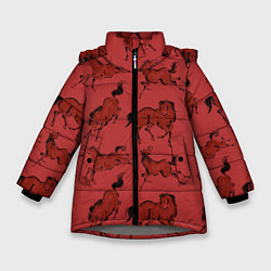 Зимняя куртка для девочки Красные кони