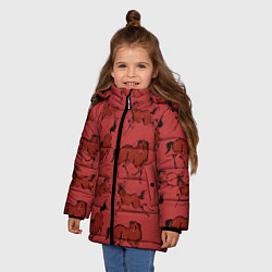 Куртка зимняя для девочки Красные кони, цвет: 3D-красный — фото 2
