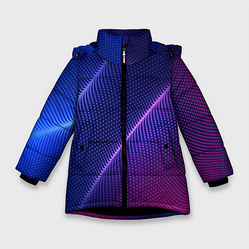 Зимняя куртка для девочки Фиолетово 3d волны 2020 / 3D-Черный – фото 1