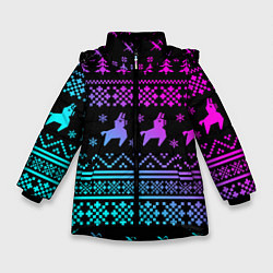 Куртка зимняя для девочки FORTNITE НОВОГОДНИЙ, цвет: 3D-черный