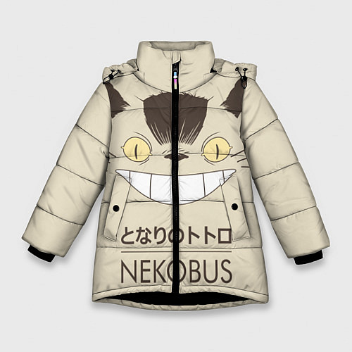 Зимняя куртка для девочки Мой сосед Тоторо Nekobus / 3D-Черный – фото 1
