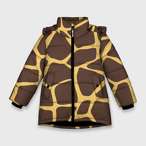Зимняя куртка для девочки Окрас жирафа / 3D-Черный – фото 1
