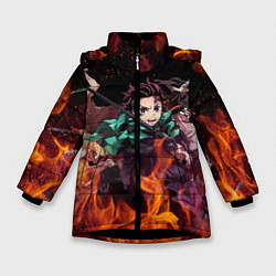 Зимняя куртка для девочки KIMETSU NO YAIBA