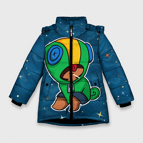 Зимняя куртка для девочки Brawl Stars Леон / 3D-Черный – фото 1