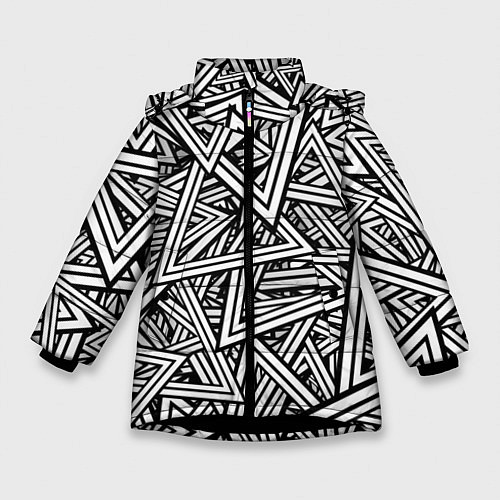 Зимняя куртка для девочки Треугольники / 3D-Черный – фото 1