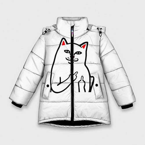 Зимняя куртка для девочки Meme Cat / 3D-Черный – фото 1