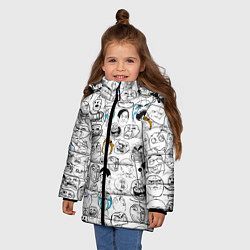 Куртка зимняя для девочки МЕМЫ, цвет: 3D-черный — фото 2