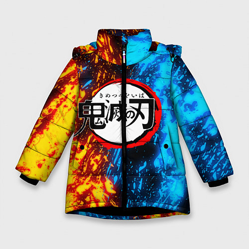 Зимняя куртка для девочки KIMETSU NO YAIBA / 3D-Черный – фото 1