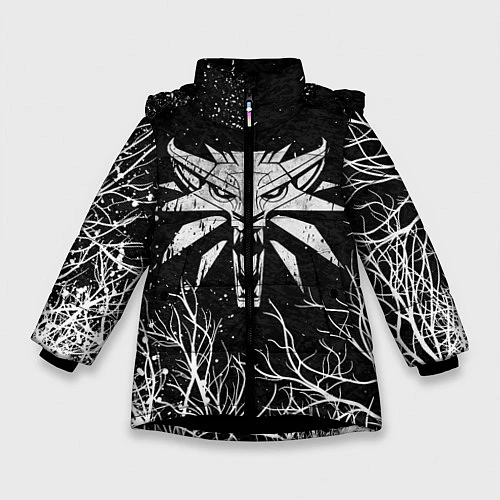 Зимняя куртка для девочки ВЕДЬМАК / 3D-Черный – фото 1