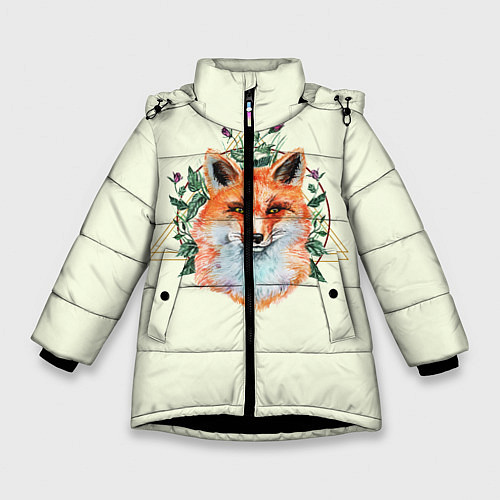 Зимняя куртка для девочки Лиса / 3D-Черный – фото 1