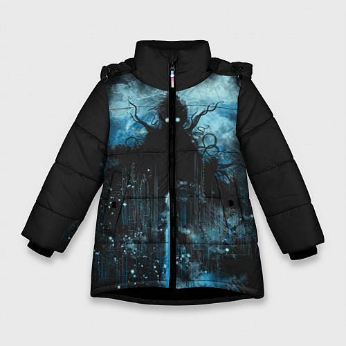Зимняя куртка для девочки Ктулху / 3D-Черный – фото 1