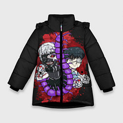 Куртка зимняя для девочки Токийский гуль, цвет: 3D-черный