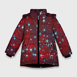 Куртка зимняя для девочки Звезды, цвет: 3D-черный