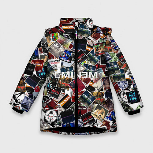 Зимняя куртка для девочки Дискография EMINEM / 3D-Черный – фото 1