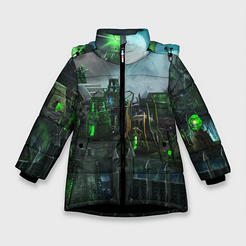 Зимняя куртка для девочки Герои Нежить / 3D-Черный – фото 1