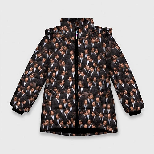 Зимняя куртка для девочки Растерянный Траволта / 3D-Черный – фото 1