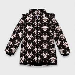 Куртка зимняя для девочки Plague inc Biohazard, цвет: 3D-черный